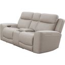 The appearance of Calgary Power Console Loveseat with Power Headrest In Stone designed by Parker House in the traditional interior design. This stone piece of furniture was selected by 1StopBedrooms from Calgary Collection to add a touch of cosiness and style into your home. Sku: MCGR#822CPH-STNE. Material: Top Grain Leather.