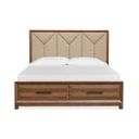 Callisto Queen Upholstered Panel Storage Bed In Bourbon Brown