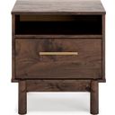 The appearance of Calverson Mocha Nightstand designed by Signature Design by Ashley in the transitional interior design. This mocha piece of furniture was selected by 1StopBedrooms from Calverson Collection to add a touch of cosiness and style into your home. Sku: EB3660-291. Material: Wood.