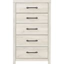 The appearance of Cambeck White Wash Five Drawer Chest designed by Signature Design by Ashley in the transitional interior design. This white wash piece of furniture was selected by 1StopBedrooms from Cambeck Collection to add a touch of cosiness and style into your home. Sku: B192-46. Material: Wood.