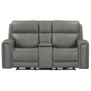 The appearance of Camden Loveseat with Console P3 and ZW In Aline Light Gray designed by Liberty in the transitional interior design. This aline light gray piece of furniture  was selected by 1StopBedrooms from Camden Collection to add a touch of cosiness and style into your home. Sku: 7021LG-23P. Material: Solid Hardwood.