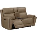 The appearance of Camden Loveseat with Console P3 and ZW In Aline Toast designed by Liberty in the transitional interior design. This aline toast piece of furniture  was selected by 1StopBedrooms from Camden Collection to add a touch of cosiness and style into your home. Sku: 7021TO-23P. Material: Solid Hardwood.