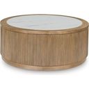 The appearance of Camdill Coffee Table In Light Brown and White designed by Signature Design by Ashley in the transitional interior design. This light brown/white piece of furniture  was selected by 1StopBedrooms from Camdill Collection to add a touch of cosiness and style into your home. Sku: T808-8. Material: Marble.