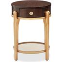 The appearance of Camellia Field End Table with Drawer In Warm Pecan designed by Michael Amini in the transitional interior design. This warm pecan piece of furniture  was selected by 1StopBedrooms from Camellia Field Collection to add a touch of cosiness and style into your home. Sku: N9090202-400. Material: Solid Wood.