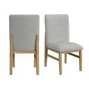 Canal Square Back Dining Side Chair with Fabric Set of 2 In Natural and Grey
