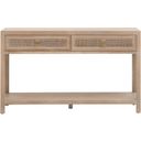 The appearance of Bella Antique Cane 2 Drawer Entry Console In Smoke Gray Oak designed by Essentials For Living in the transitional interior design. This smoke gray oak piece of furniture was selected by 1StopBedrooms from Bella Antique Collection to add a touch of cosiness and style into your home. Sku: 8088.SGRY-OAK/CN. Material: Oak Wood.