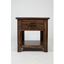 The appearance of Cannon Valley End Table In Medium Brown designed by Jofran in the transitional interior design. This medium brown piece of furniture was selected by 1StopBedrooms from Cannon Valley Collection to add a touch of cosiness and style into your home. Sku: 1510-3. Material: Acacia.
