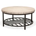 The appearance of Capri Alabaster Travertine Round Cocktail Table designed by Riverside Furniture in the industrial interior design. This white and black piece of furniture  was selected by 1StopBedrooms from Capri Collection to add a touch of cosiness and style into your home. Sku: 77701.