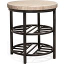 The appearance of Capri Alabaster Travertine Round End Table designed by Riverside Furniture in the industrial interior design. This white and black piece of furniture  was selected by 1StopBedrooms from Capri Collection to add a touch of cosiness and style into your home. Sku: 77708.