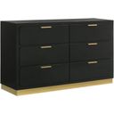 The appearance of Caraway 6-drawer Bedroom Dresser Black designed by Coaster in the modern / contemporary interior design. This black piece of furniture  was selected by 1StopBedrooms from Caraway Collection to add a touch of cosiness and style into your home. Sku: 224783. Material: Wood.