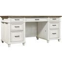 The appearance of Caraway 66 Inch Executive Desk In White designed by Aspenhome in the country / farmhouse interior design. This white piece of furniture was selected by 1StopBedrooms from Caraway Collection to add a touch of cosiness and style into your home. Sku: I248-303-1. Material: Wood.