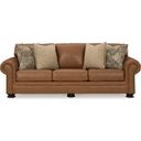 The appearance of Carianna Sofa In Caramel designed by Signature Design by Ashley in the traditional interior design. This caramel piece of furniture  was selected by 1StopBedrooms from Carianna Collection to add a touch of cosiness and style into your home. Sku: 5760438. Material: Leather Match.
