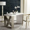 The appearance of Carlene White and Light Oak Modern Scandinavian Side Storage Lacquer Desk designed by Safavieh in the modern / contemporary interior design. This white piece of furniture was selected by 1StopBedrooms from Safavieh FOX Collection to add a touch of cosiness and style into your home. Sku: FOX4235A. Material: Iron.