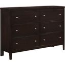The appearance of Carlton 6-drawer Rectangular Dresser Cappuccino designed by Coaster in the modern / contemporary interior design. This cappuccino piece of furniture was selected by 1StopBedrooms from Carlton Collection to add a touch of cosiness and style into your home. Sku: 202093. Material: Wood.