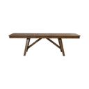 The appearance of Carolina Park Trestle Table Set In Amber Brown designed by Liberty in the transitional interior design. This amber brown piece of furniture was selected by 1StopBedrooms from Carolina Park Collection to add a touch of cosiness and style into your home. Sku: 930-P4202;930-T4202. Table Top Shape: Rectangular. Size: 102" x 42". Material: Solid Rubberwood.