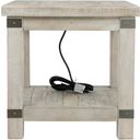 The appearance of Carynhurst White Rectangular End Table designed by Signature Design by Ashley in the transitional interior design. This white wash gray piece of furniture was selected by 1StopBedrooms from Carynhurst Collection to add a touch of cosiness and style into your home. Sku: T757-3. Material: Metal.