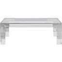 The appearance of Casper Rectangular Coffee Table In Chrome designed by Meridian in the modern / contemporary interior design. This chrome piece of furniture  was selected by 1StopBedrooms from Casper Collection to add a touch of cosiness and style into your home. Sku: 203-CT Box 1/2 (Glass Top);203-CT Box 2/2 (Base). Material: Stainless Steel.