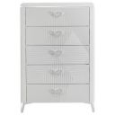 The appearance of Cassia 5-Drawer Bedroom Chest of Drawers In White High Gloss designed by Coaster in the modern / contemporary interior design. This white high gloss piece of furniture was selected by 1StopBedrooms from Cassia Collection to add a touch of cosiness and style into your home. Sku: 215795. Material: MDF.