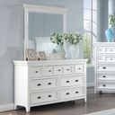 The appearance of Castile Dresser In White designed by Furniture of America in the transitional interior design. This white piece of furniture was selected by 1StopBedrooms from Castile Collection to add a touch of cosiness and style into your home. Sku: CM7413WH-D. Material: Wood.