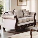 The appearance of Catalonia Loveseat In Beige and Dark Cherry designed by Furniture of America in the traditional interior design. This beige and dark cherry piece of furniture was selected by 1StopBedrooms from Catalonia Collection to add a touch of cosiness and style into your home. Sku: SM6451-LV. Material: Fabric.