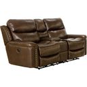 The appearance of Ceretti Power Reclining Console Loveseat In Brown designed by Catnapper in the traditional interior design. This brown piece of furniture was selected by 1StopBedrooms from Ceretti Collection to add a touch of cosiness and style into your home. Sku: 64889126959306959. Material: Leather.