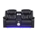 The appearance of Challenger Power Reclining Loveseat In Black designed by Galaxy Home Furnishings in the modern / contemporary interior design. This black piece of furniture  was selected by 1StopBedrooms from Challenger Collection to add a touch of cosiness and style into your home. Sku: 601955556866. Material: Faux Leather.