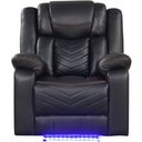 The appearance of Challenger Power Reclining Recliner In Black designed by Galaxy Home Furnishings in the modern / contemporary interior design. This black piece of furniture  was selected by 1StopBedrooms from Challenger Collection to add a touch of cosiness and style into your home. Sku: 601955556897. Material: Faux Leather.