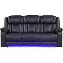 The appearance of Challenger Power Reclining Sofa In Black designed by Galaxy Home Furnishings in the modern / contemporary interior design. This black piece of furniture  was selected by 1StopBedrooms from Challenger Collection to add a touch of cosiness and style into your home. Sku: 601955556835. Material: Faux Leather.