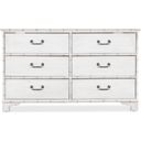 The appearance of Charleston Six-Drawer Dresser designed by Hooker in the traditional interior design. This white piece of furniture  was selected by 1StopBedrooms from Charleston Collection to add a touch of cosiness and style into your home. Sku: 6750-90101-06. Material: Wood.