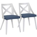 The appearance of Charlotte Chair Set of 2 In White and Blue designed by Lumisource in the country / farmhouse interior design. This white and blue piece of furniture  was selected by 1StopBedrooms from Charlotte Collection to add a touch of cosiness and style into your home. Sku: CH-CHARLOT WTXTBU2. Material: Wood.