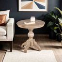 The appearance of Chesapeake Round End Table In Light White Wash designed by Furniture of America in the transitional interior design. This light white wash piece of furniture was selected by 1StopBedrooms from Chesapeake Collection to add a touch of cosiness and style into your home. Sku: FM49000AK-ER. Material: Solid Rubberwood.