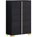 The appearance of Marceline 5-drawer Chest Black designed by Coaster in the modern / contemporary interior design. This black piece of furniture was selected by 1StopBedrooms from Marceline Collection to add a touch of cosiness and style into your home. Sku: 222835. Material: Wood.