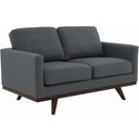 The appearance of Chester Leather Loveseat In Grey designed by LeisureMod in the modern / contemporary interior design. This grey piece of furniture was selected by 1StopBedrooms from Chester Collection to add a touch of cosiness and style into your home. Sku: CS58GR-L. Material: Leather.