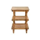 Chesterfield Wood and Cane 3 Shelf Side Table In Natural