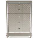 The appearance of Chevanna Platinum Five Drawer Chest designed by Signature Design by Ashley in the modern / contemporary interior design. This platinum piece of furniture  was selected by 1StopBedrooms from Chevanna Collection to add a touch of cosiness and style into your home. Sku: B744-46. Material: Glass.