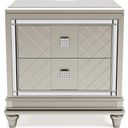 The appearance of Chevanna Platinum Two Drawer Night Stand designed by Signature Design by Ashley in the modern / contemporary interior design. This platinum piece of furniture  was selected by 1StopBedrooms from Chevanna Collection to add a touch of cosiness and style into your home. Sku: B744-92. Material: Wood.