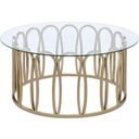 The appearance of Monett Round Coffee Table Chocolate Chrome and Clear designed by Coaster in the glam interior design. This chrome piece of furniture  was selected by 1StopBedrooms from Monett Collection to add a touch of cosiness and style into your home. Sku: 708058B1;708058B2. Material: Metal.