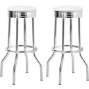 The appearance of Retro Upholstered Top Bar Stools White and Chrome Set of 2 designed by Coaster in the modern / contemporary interior design. This white piece of furniture was selected by 1StopBedrooms from Retro Collection to add a touch of cosiness and style into your home. Sku: 2299W. Material: Metal.