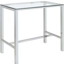 The appearance of Tolbert Bar Table with Glass Top Chrome designed by Coaster in the modern / contemporary interior design. This chrome piece of furniture  was selected by 1StopBedrooms from Tolbert Collection to add a touch of cosiness and style into your home. Sku: 104873. Material: Metal. Table Top Shape: Rectangular.