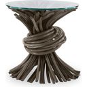 The appearance of Chronograph Knot End Table In Grey designed by Century Furniture in the modern / contemporary interior design. This grey piece of furniture was selected by 1StopBedrooms from Curate Collection to add a touch of cosiness and style into your home. Sku: CT2036B-GR;CTGLASS-24. Material: Rattan.