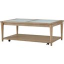 The appearance of Wilmington Frosted Glass Top Cocktail Table with Casters In Sand designed by Bernell in the transitional interior design. This sand piece of furniture was selected by 1StopBedrooms from Wilmington Collection to add a touch of cosiness and style into your home. Sku: 338-010. Material: Rubberwood.