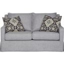The appearance of Wilmington Loveseat with 2 Pillows In Gray designed by Bernell in the transitional interior design. This gray piece of furniture  was selected by 1StopBedrooms from Wilmington Collection to add a touch of cosiness and style into your home. Sku: 338-902LS. Material: Foam.