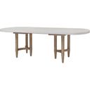 The appearance of Wilmington Pillar Trestle Table In Sand designed by Bernell in the transitional interior design. This sand piece of furniture was selected by 1StopBedrooms from Wilmington Collection to add a touch of cosiness and style into your home. Sku: 338-502. Table Top Shape: Oval. Material: Rubberwood. Size: 42" x 98".