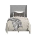 Clare Twin Upholstered Bed with Fabric In Grey and Almond