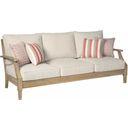 The appearance of Clare View Beige Outdoor Sofa with Cushion designed by Signature Design by Ashley in the modern / contemporary interior design. This beige piece of furniture was selected by 1StopBedrooms from Clare View Collection to add a touch of cosiness and style into your home. Sku: P801-838. Material: Fabric.