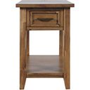 The appearance of Claremont USB Charging End Table with Storage In Brown designed by Jofran in the transitional interior design. This brown piece of furniture  was selected by 1StopBedrooms from Claremont Collection to add a touch of cosiness and style into your home. Sku: 2400-7. Material: Acacia.