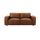 Clayton 76 Inch Top Grain Genuine Leather Loveseat with Track Arms In Ochre