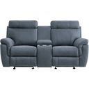 The appearance of Clifton Blue Double Glider Reclining Loveseat With Center Console designed by Homelegance in the modern / contemporary interior design. This blue piece of furniture was selected by 1StopBedrooms from Clifton Collection to add a touch of cosiness and style into your home. Sku: 9301BUE-2. Material: Microfiber.