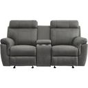 The appearance of Clifton Gray Double Glider Reclining Loveseat With Center Console designed by Homelegance in the modern / contemporary interior design. This gray piece of furniture  was selected by 1StopBedrooms from Clifton Collection to add a touch of cosiness and style into your home. Sku: 9301GRY-2. Material: Microfiber.