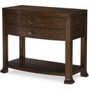 The appearance of Cline Bowfront Nightstand In Brunette designed by Century Furniture in the modern / contemporary interior design. This brunette piece of furniture  was selected by 1StopBedrooms from Citation Collection to add a touch of cosiness and style into your home. Sku: B1H-221. Material: Walnut Veneer.